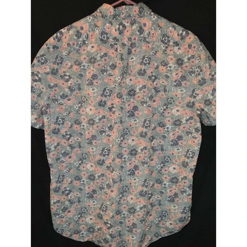 J.Crew Mens Floral Secret Wash Shirt Short Sleeve Button Down Casual‎